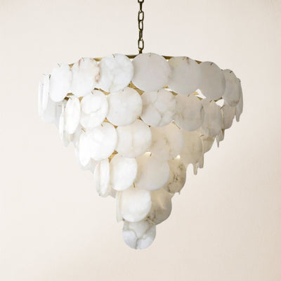 Egwent Alabaster Dish Magnolia Multi-Tiered Round Chandelier 43"D#Finish_Gold