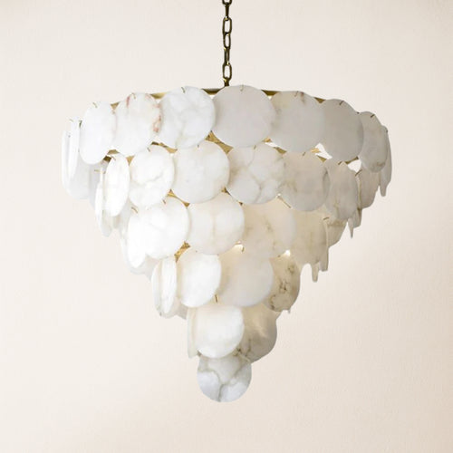 Egwent Alabaster Dish Magnolia Multi-Tiered Round Chandelier 90cm H