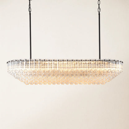 Ethereal Radiance Crystal Clear/Amber Rectangular Chandelier 109cm L