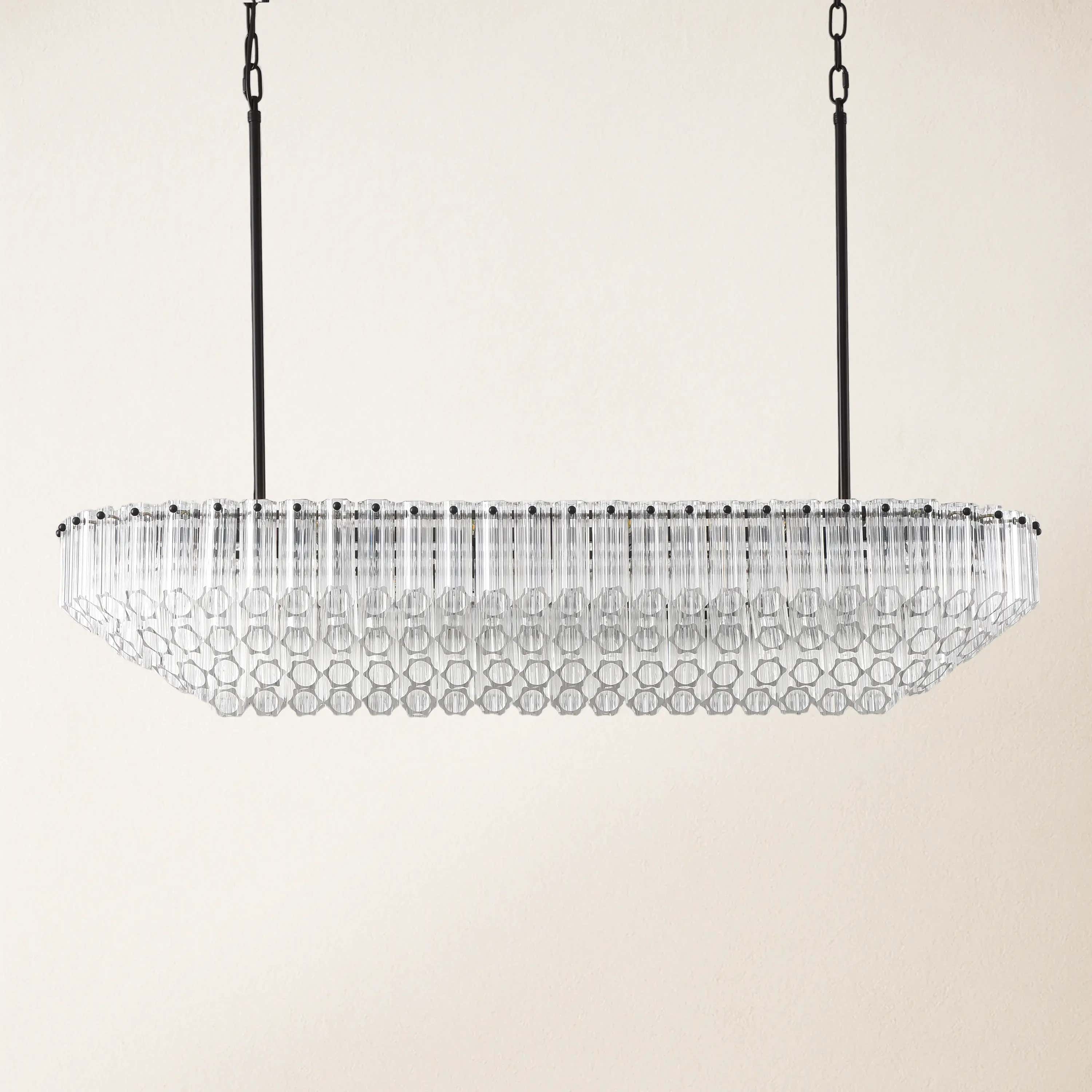 Ethereal Radiance Crystal Clear/Amber Rectangular Chandelier 109cm L