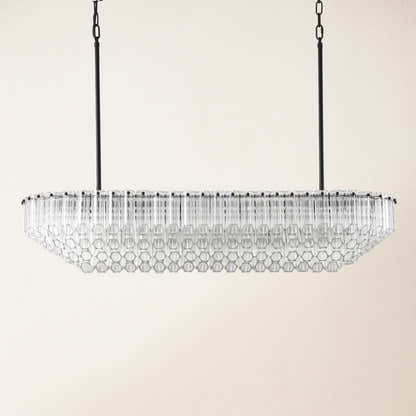 Ethereal Radiance Crystal Clear/Amber Rectangular Chandelier 109cm L