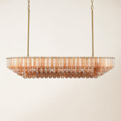 Ethereal Radiance Crystal Clear/Amber Rectangular Chandelier 109cm L