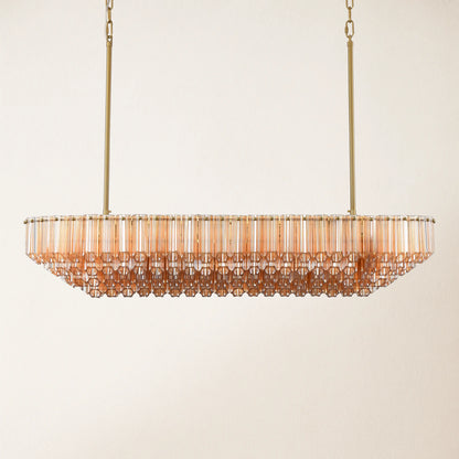 Ethereal Radiance Crystal Clear/Amber Rectangular Chandelier 109cm L