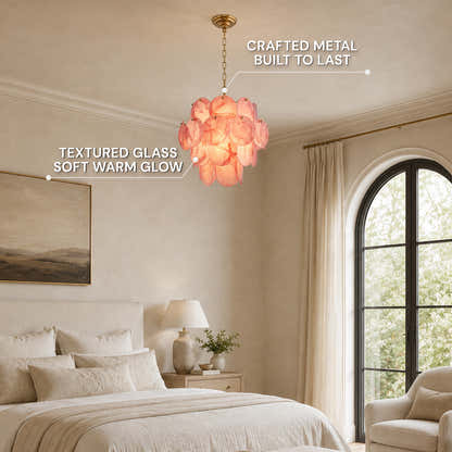 Auralis Pink Glass Disc Tiered Chandelier 18"D–30"D