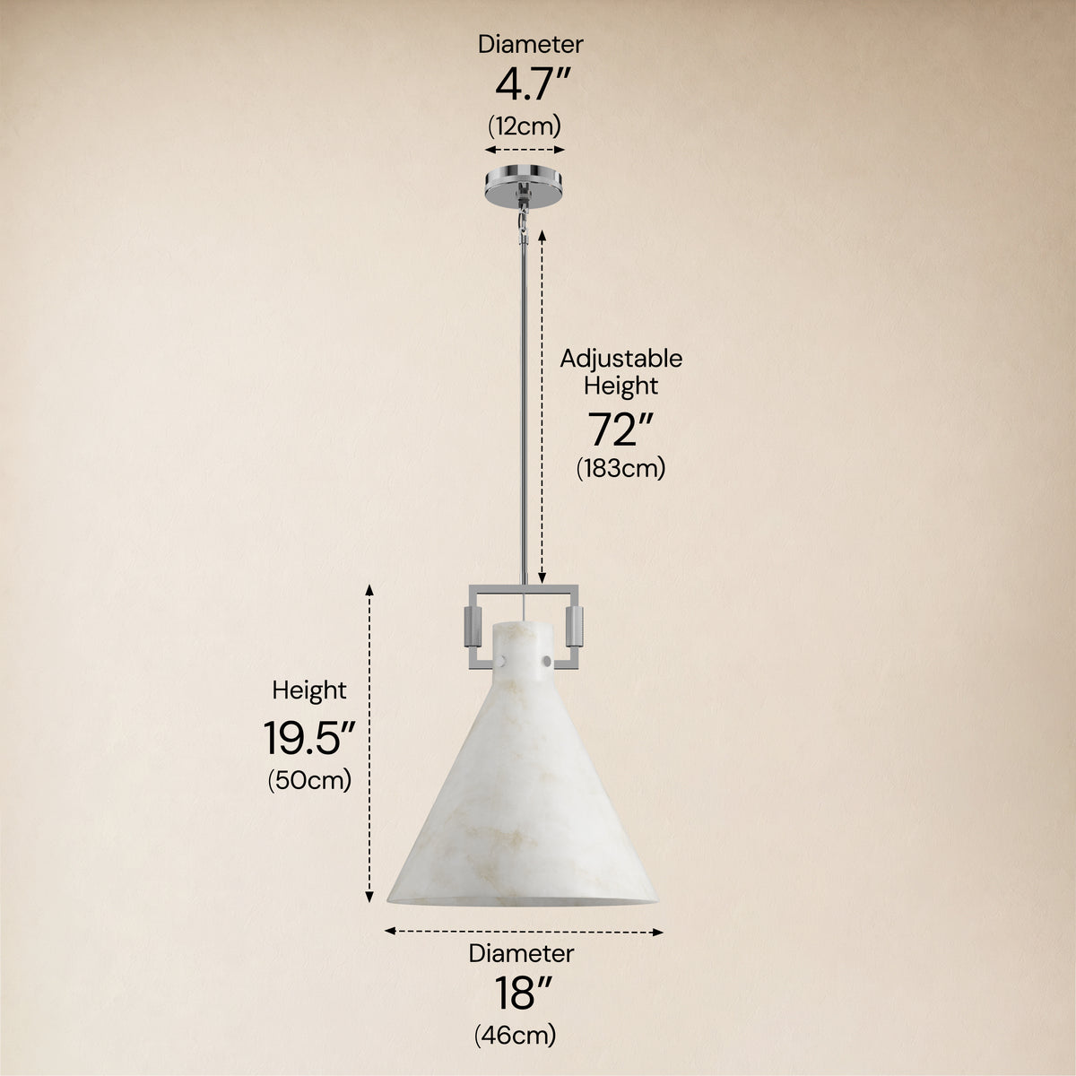 Lioren Resin Cone Pendant Light 18"D