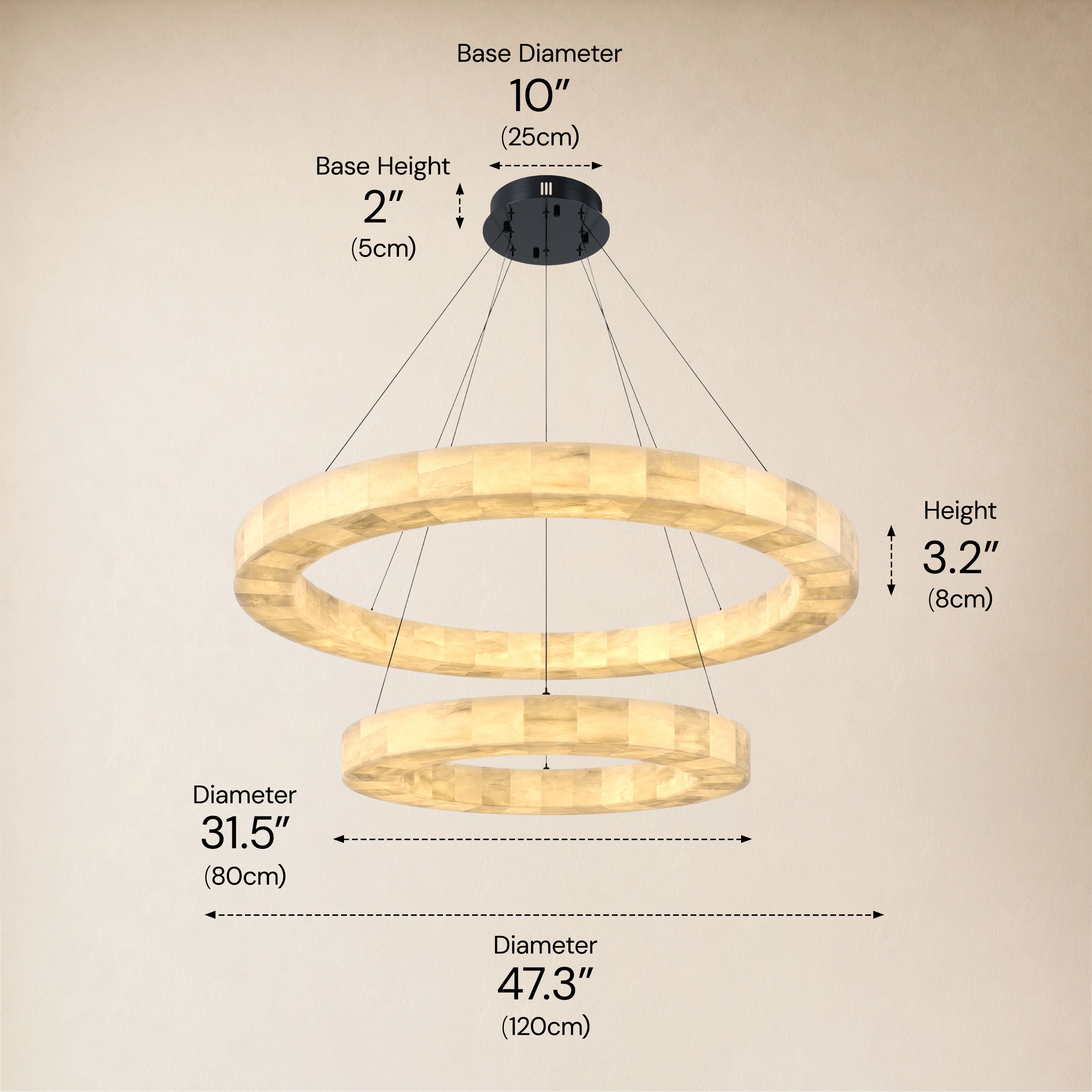 Soluna Alabaster 2 Tiered Custom Round Chandelier