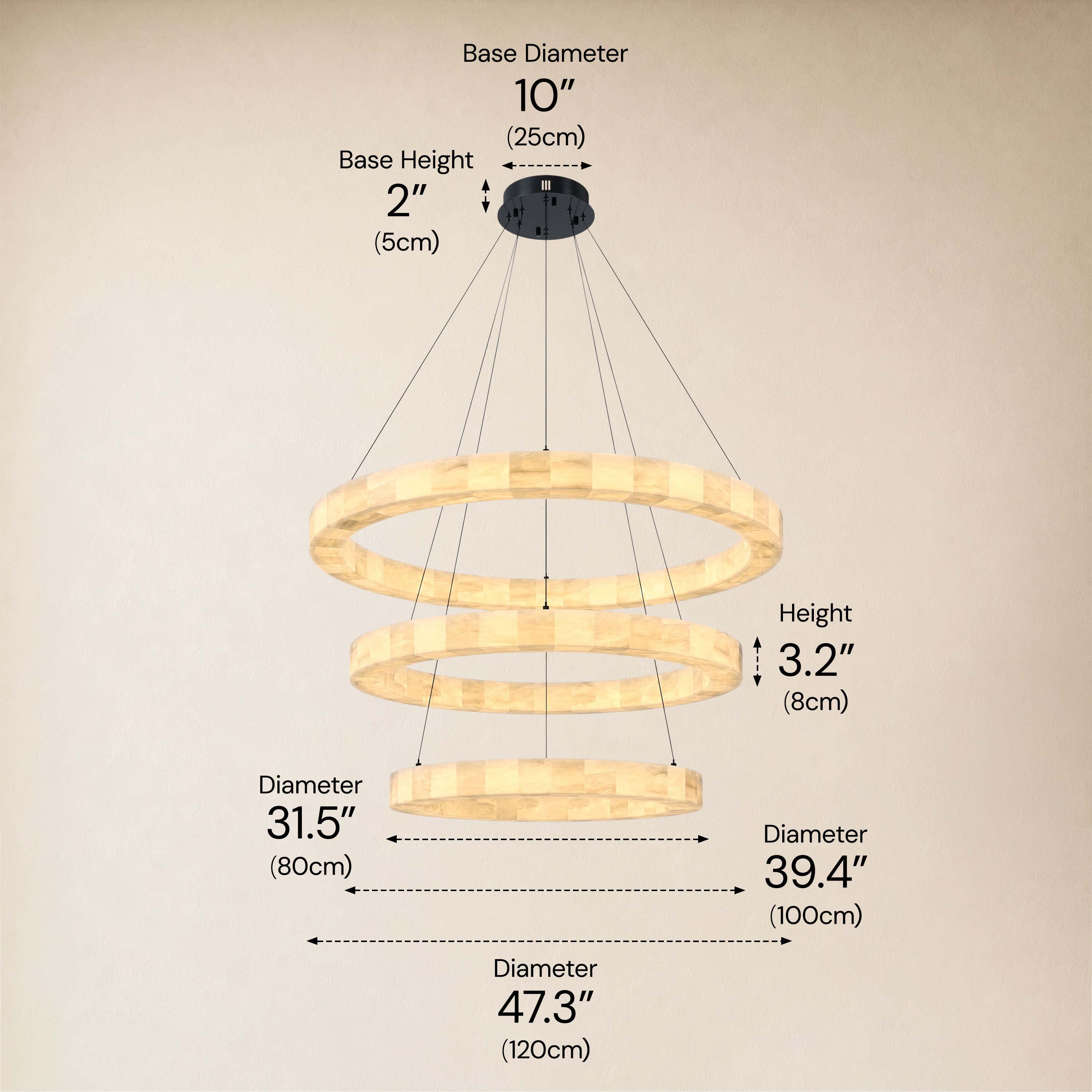 Soluna Alabaster 3 Tiered Custom Round Chandelier