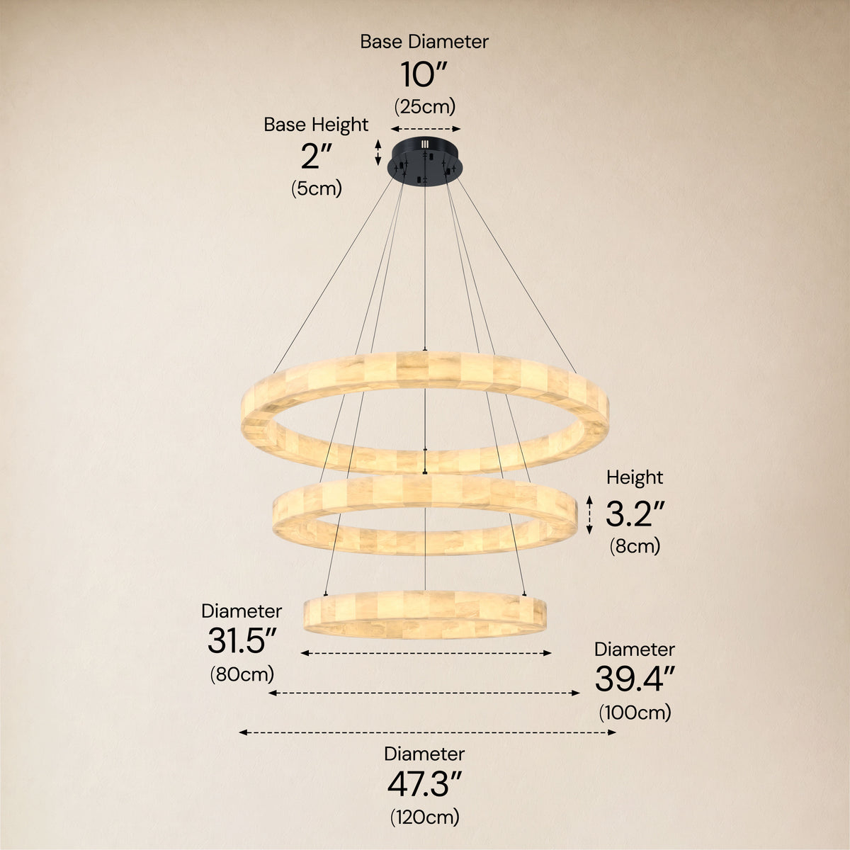 Soluna Alabaster 3 Tiered Custom Round Chandelier