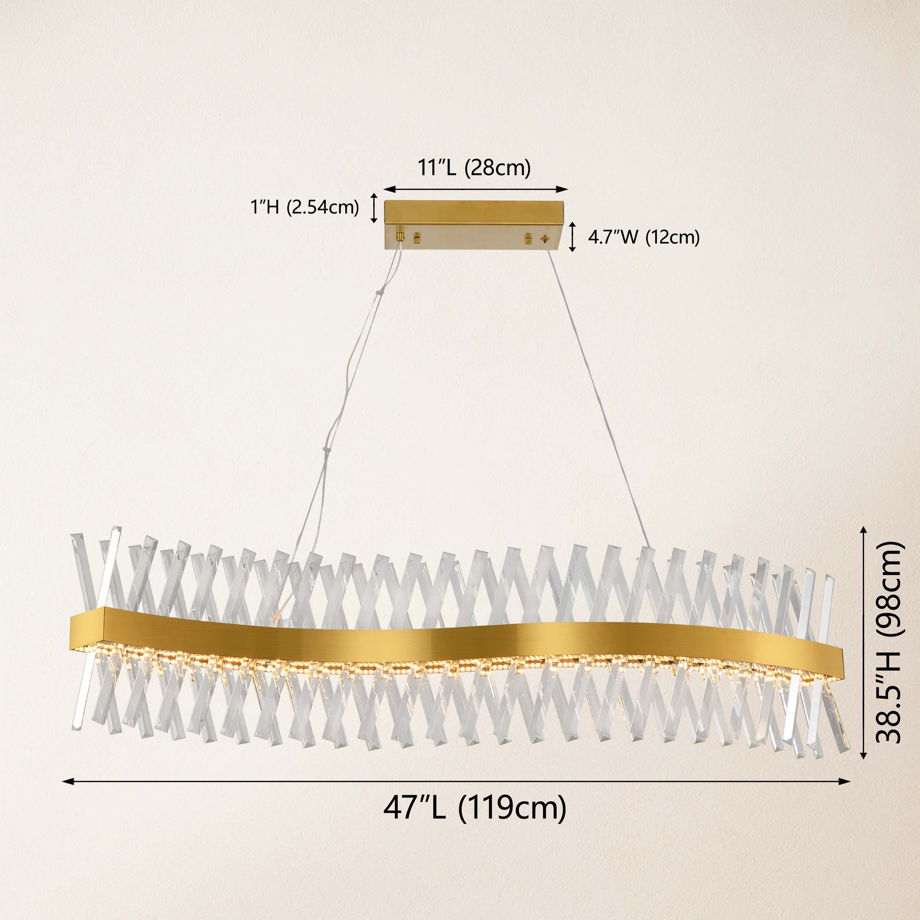 Vetro Prism Crystal Rectangular Chandelier 120cm L
