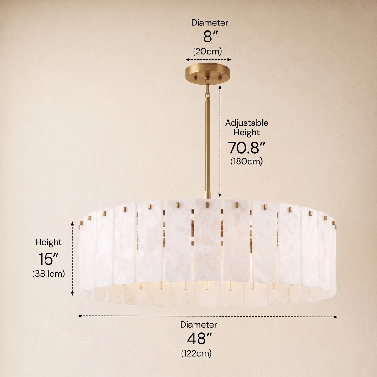 Lunara Alabaster Round Customize Chandelier 48"D 59"D