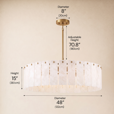 Lunara Alabaster Round Customize Chandelier 48"D 59"D