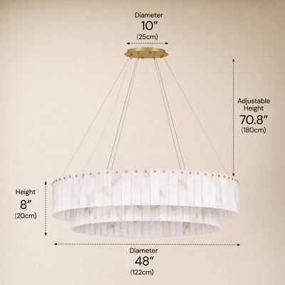 Sawyer Alabaster Custom Round Chandelier 24" 48"D