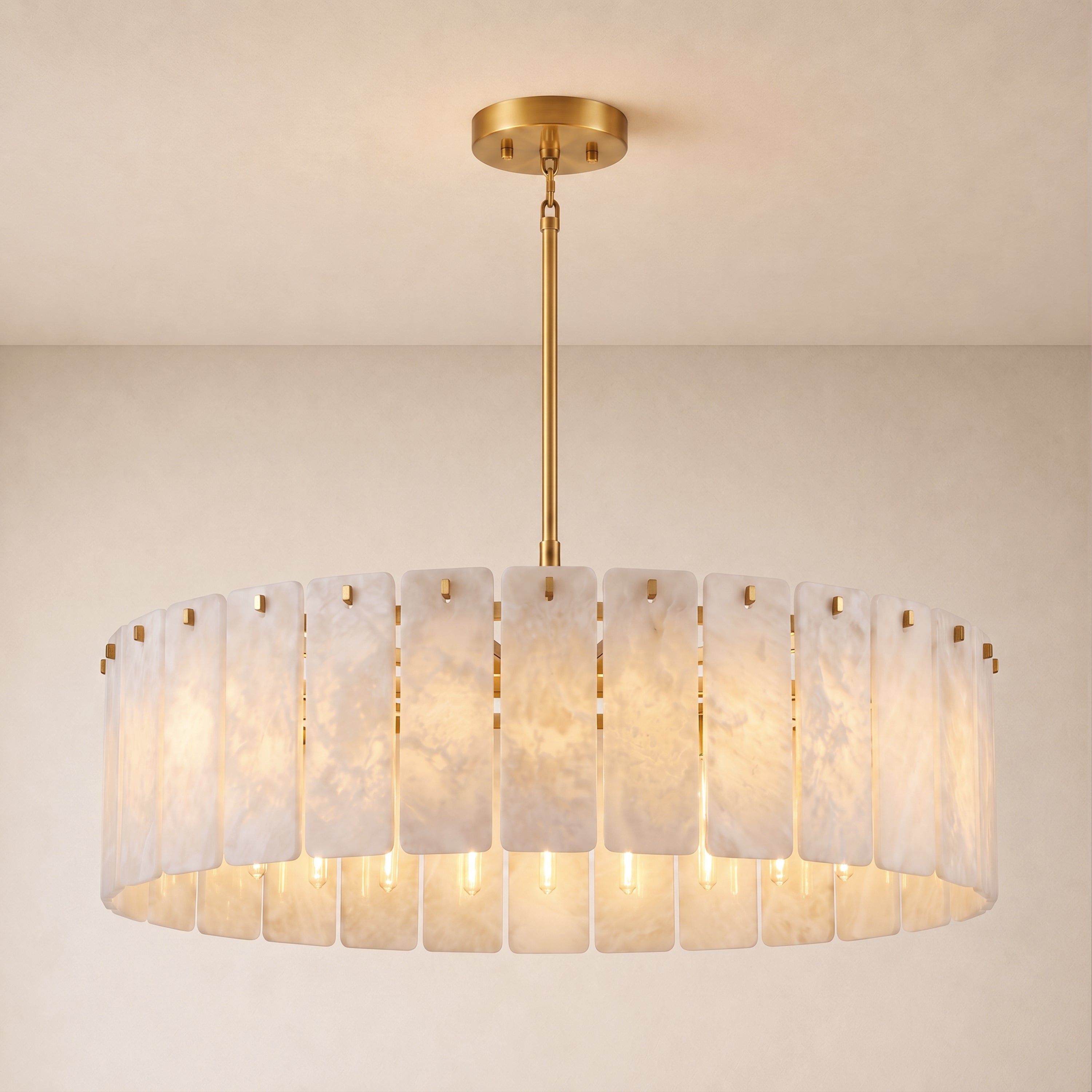 Lunara Alabaster Round Customize Chandelier 48"D 59"D#Finish_Gold,size_48"