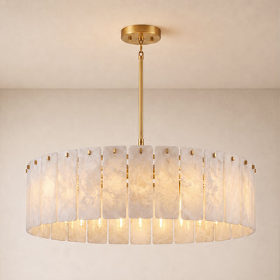 Lunara Alabaster Round Customize Chandelier 48"D 59"D