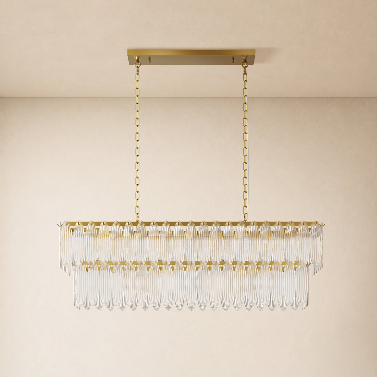 Ardelyne Crystal Leaf Linear Chandelier 48"-60"D 