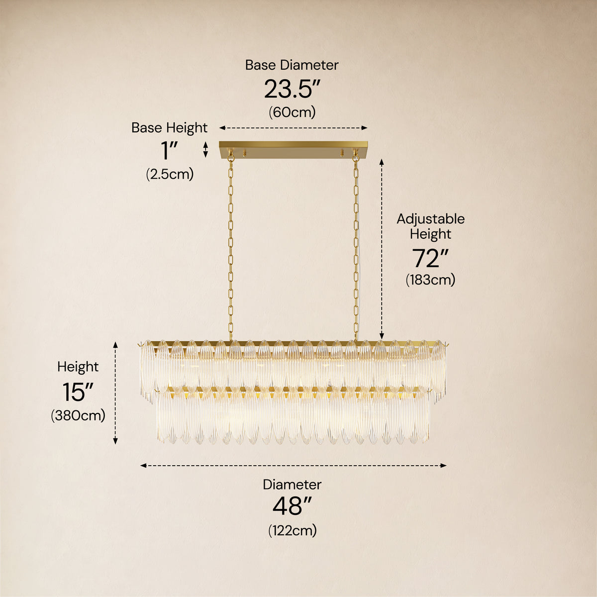 Ardelyne Crystal Leaf Linear Chandelier 48"-60"D 