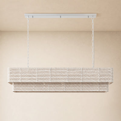 Cavana Rattan Double Tier Rectangular Chandelier 48"W 