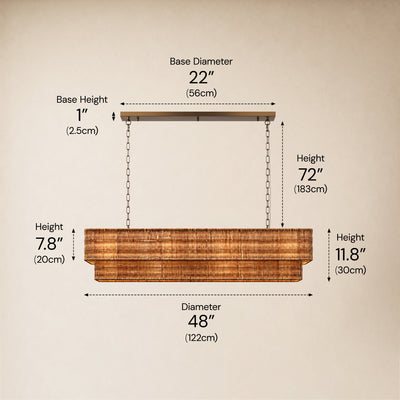 Cavana Rattan Double Tier Rectangular Chandelier 48"W 