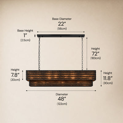 Cavana Rattan Double Tier Rectangular Chandelier 48"W 