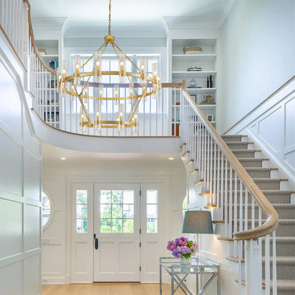 Cylora Glass Tube 2-Tier Round Chandelier 122cm