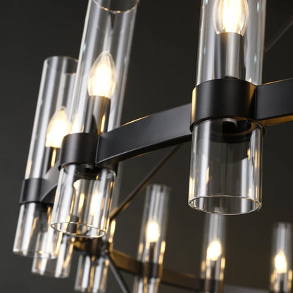 Cylora Glass Tube 2-Tier Round Chandelier 122cm
