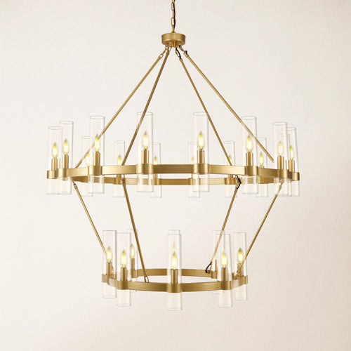 Cylora Glass Tube 2-Tier Round Chandelier 122cm