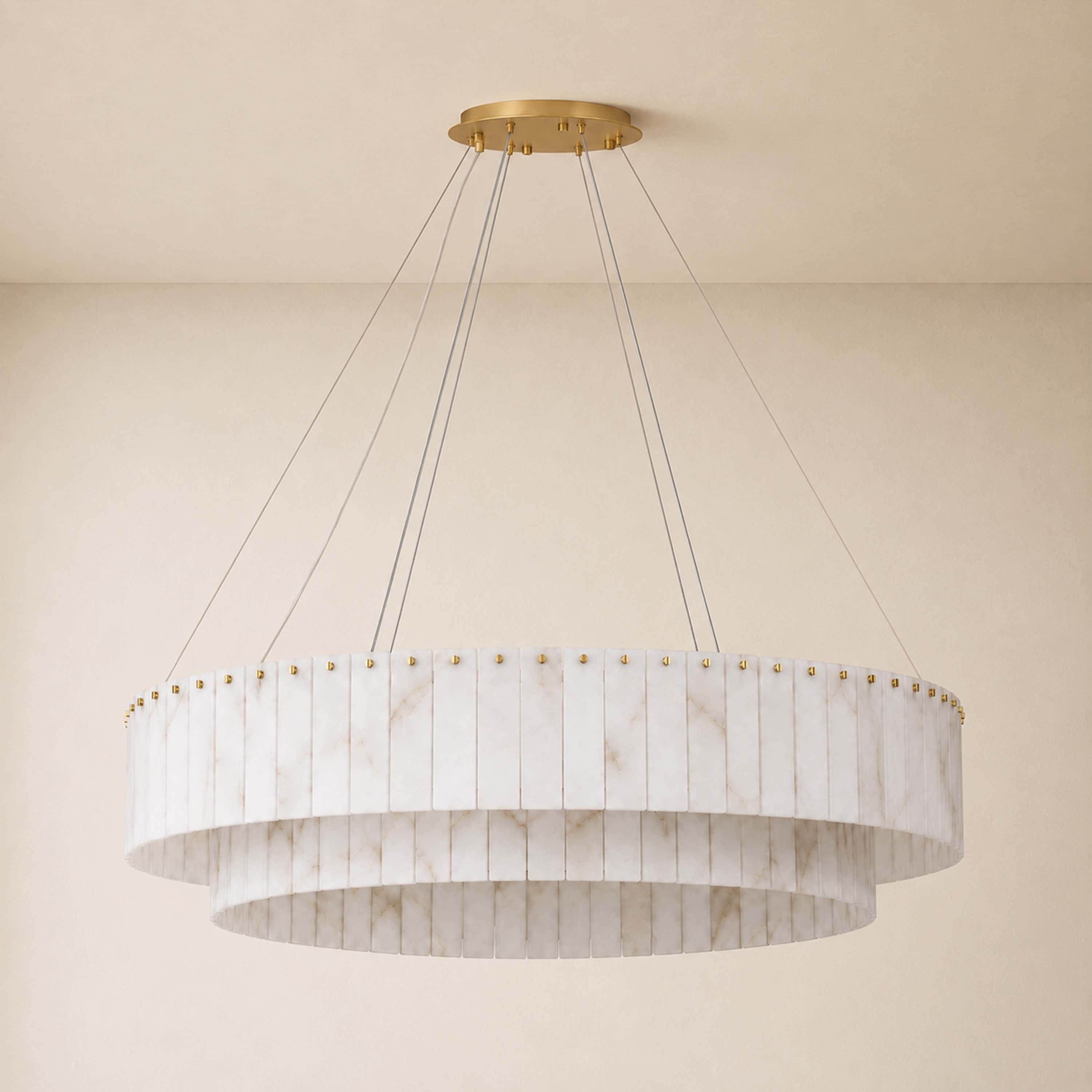 Sawyer Alabaster Custom Round Chandelier 24" 48"D