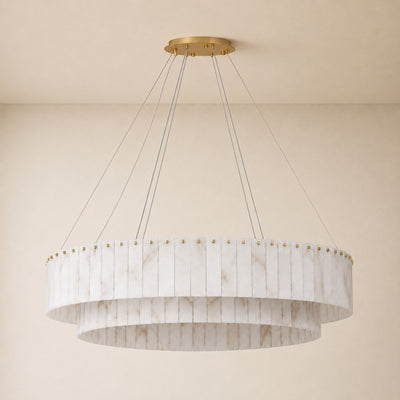 Sawyer Alabaster Custom Round Chandelier 24" 48"D