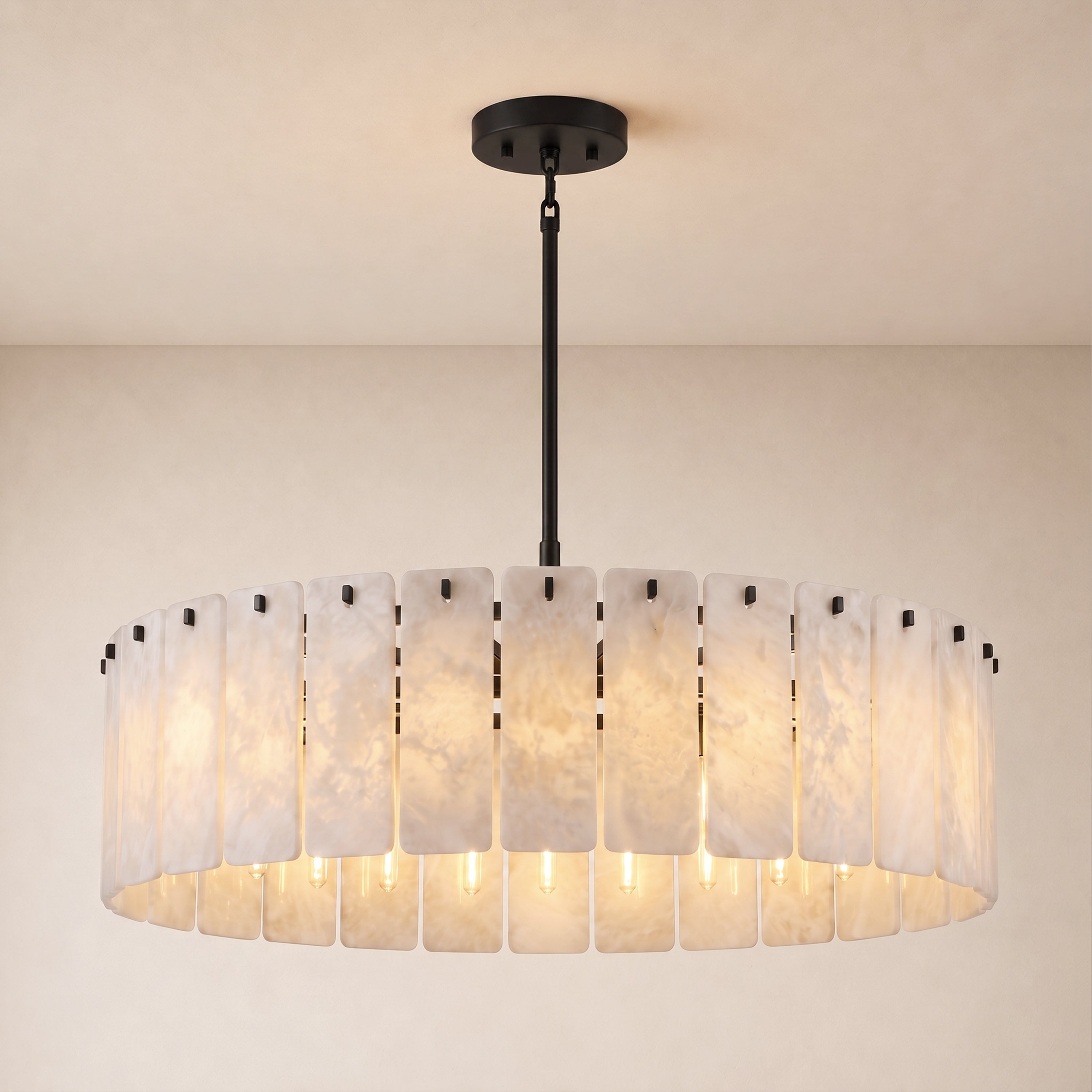 Lunara Alabaster Round Customize Chandelier 48"D 59"D