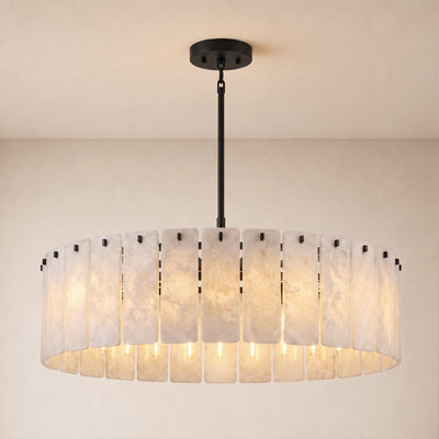Lunara Alabaster Round Customize Chandelier 48"D 59"D