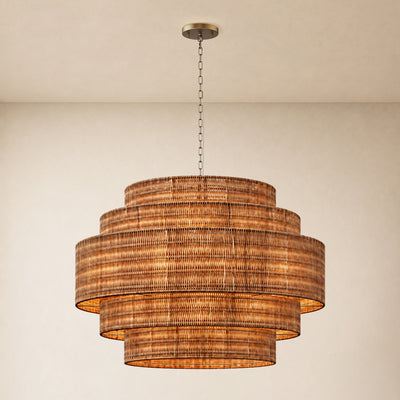 Cavana Rattan Tiered Round Chandelier 48"D