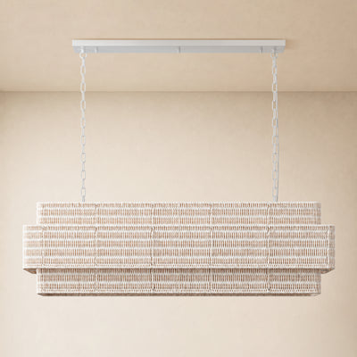 Cavana Rattan Tiered Rectangular Chandelier 48"W 