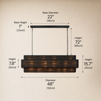 Cavana Rattan Tiered Rectangular Chandelier 48"W