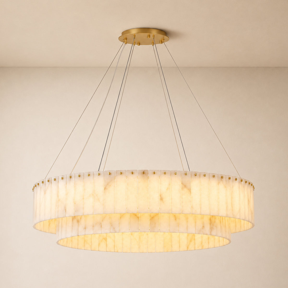 Sawyer Alabaster Custom Round Chandelier 24" 48"D