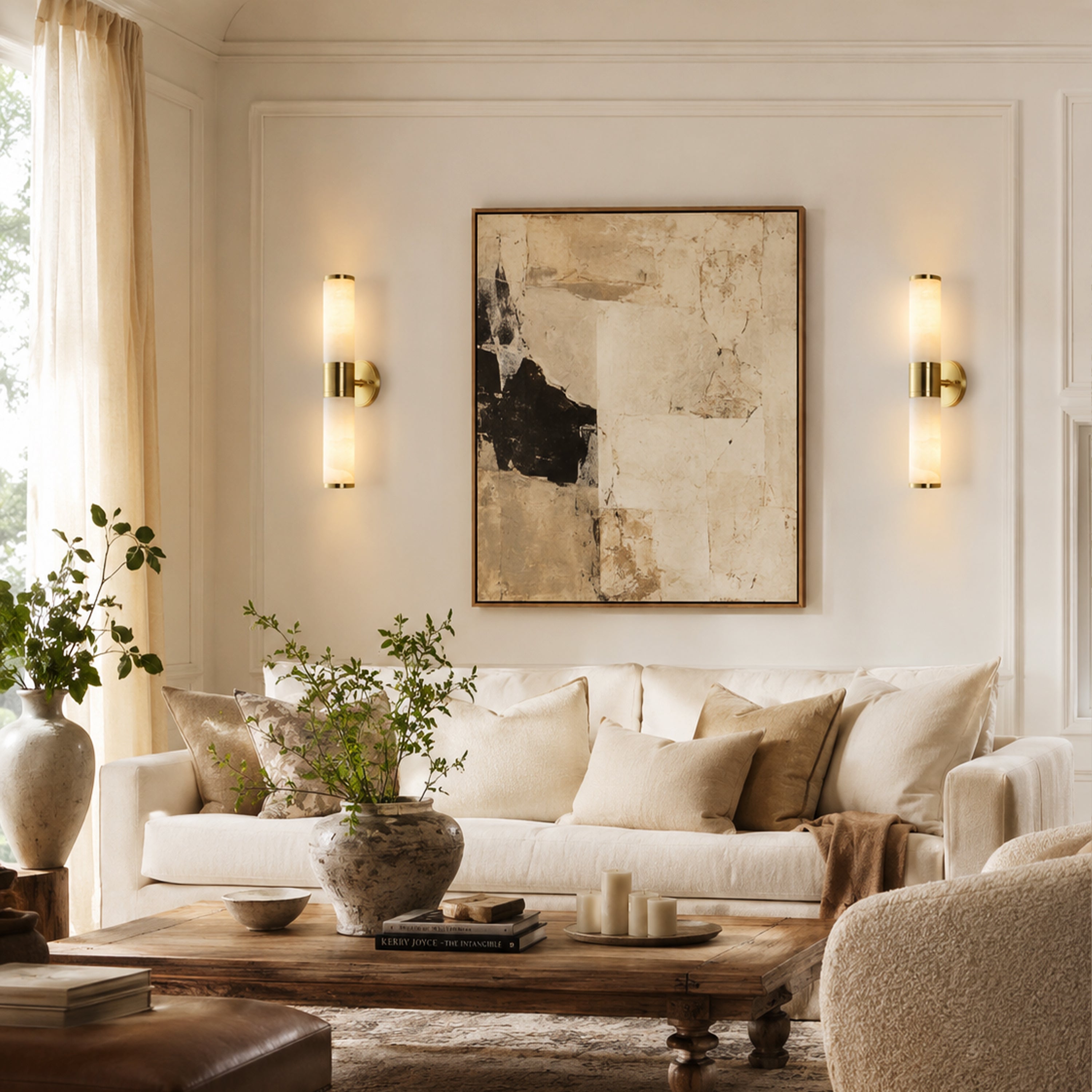 Aventra Alabaster Cylindrical Wall Sconce