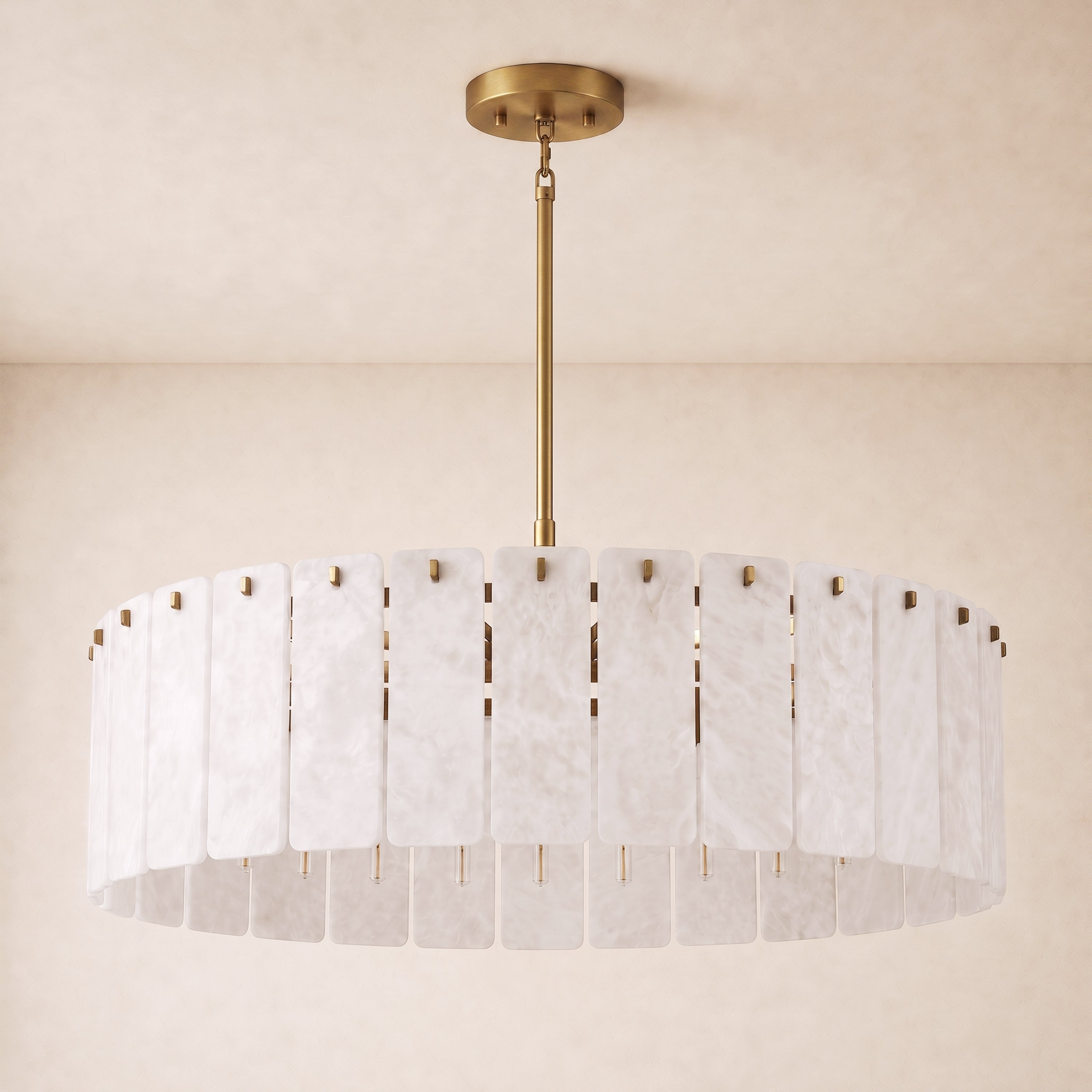 Lunara Alabaster Round Customize Chandelier 48"D 59"D