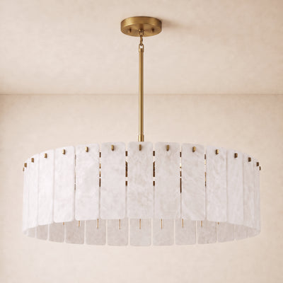 Lunara Alabaster Round Customize Chandelier 48"D 59"D