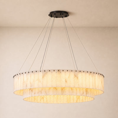 Sawyer Alabaster Custom Round Chandelier 24" 48"D