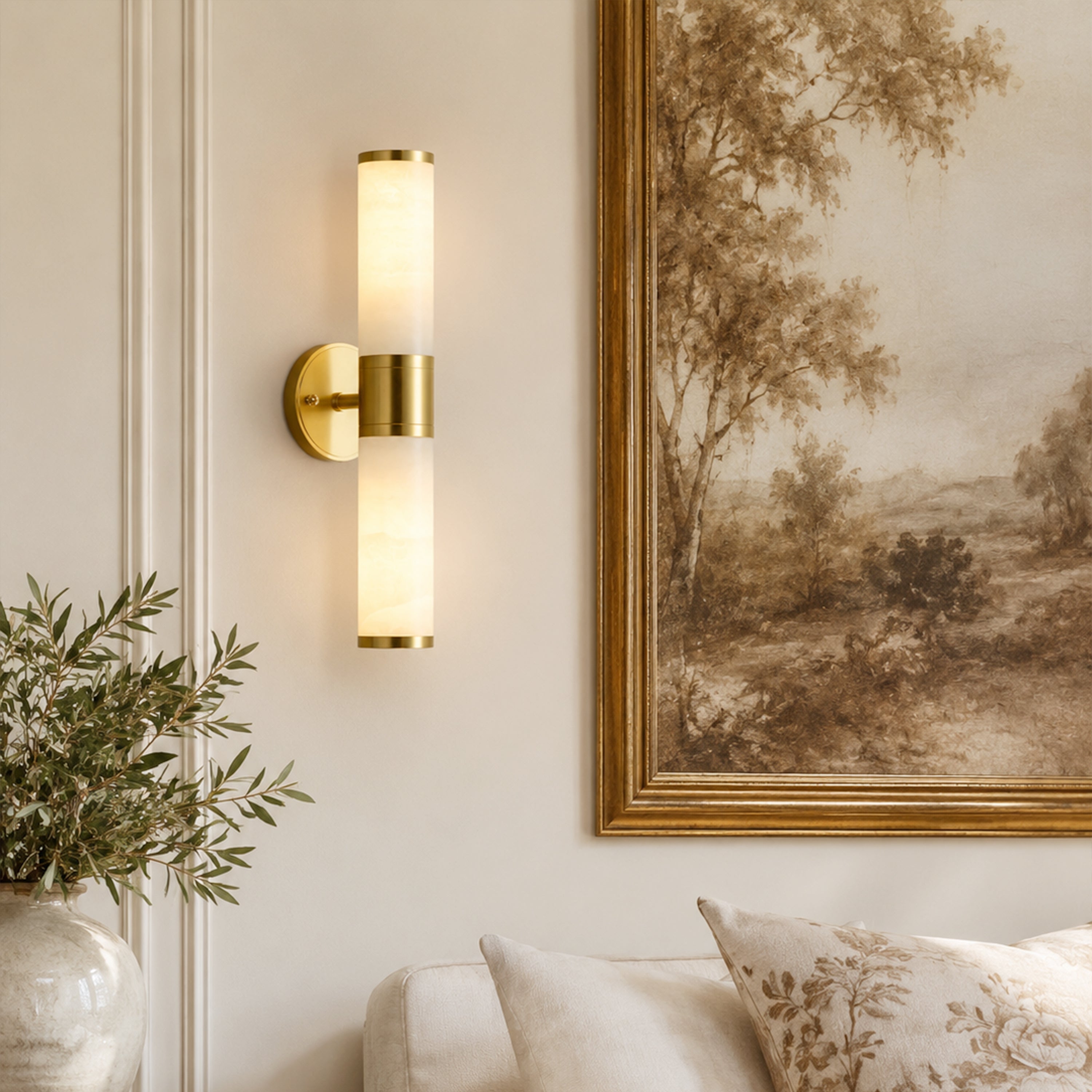 Aventra Alabaster Cylindrical Wall Sconce