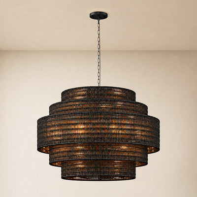 Cavana Rattan Tiered Round Chandelier 48"D