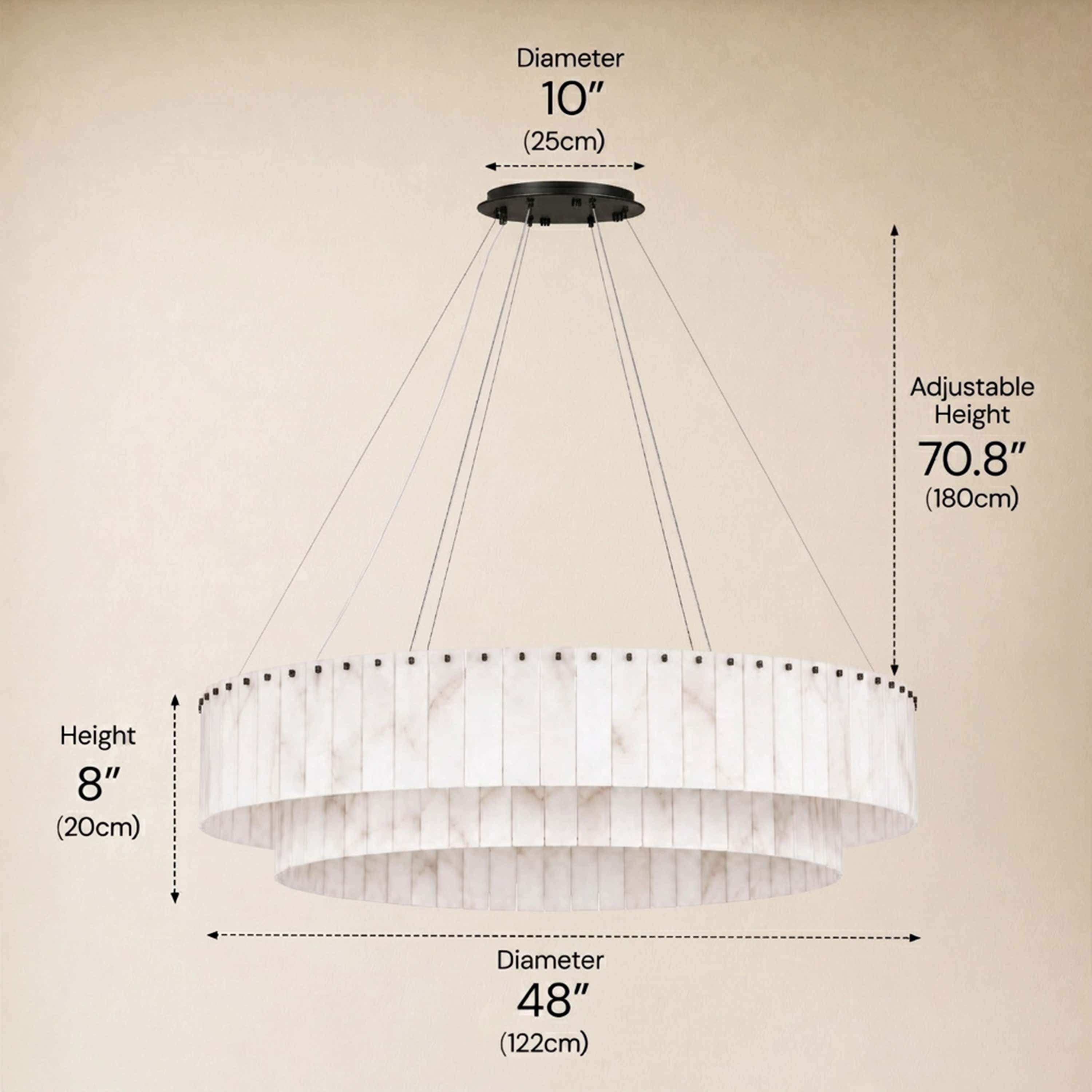 Sawyer Alabaster Custom Round Chandelier 24" 48"D