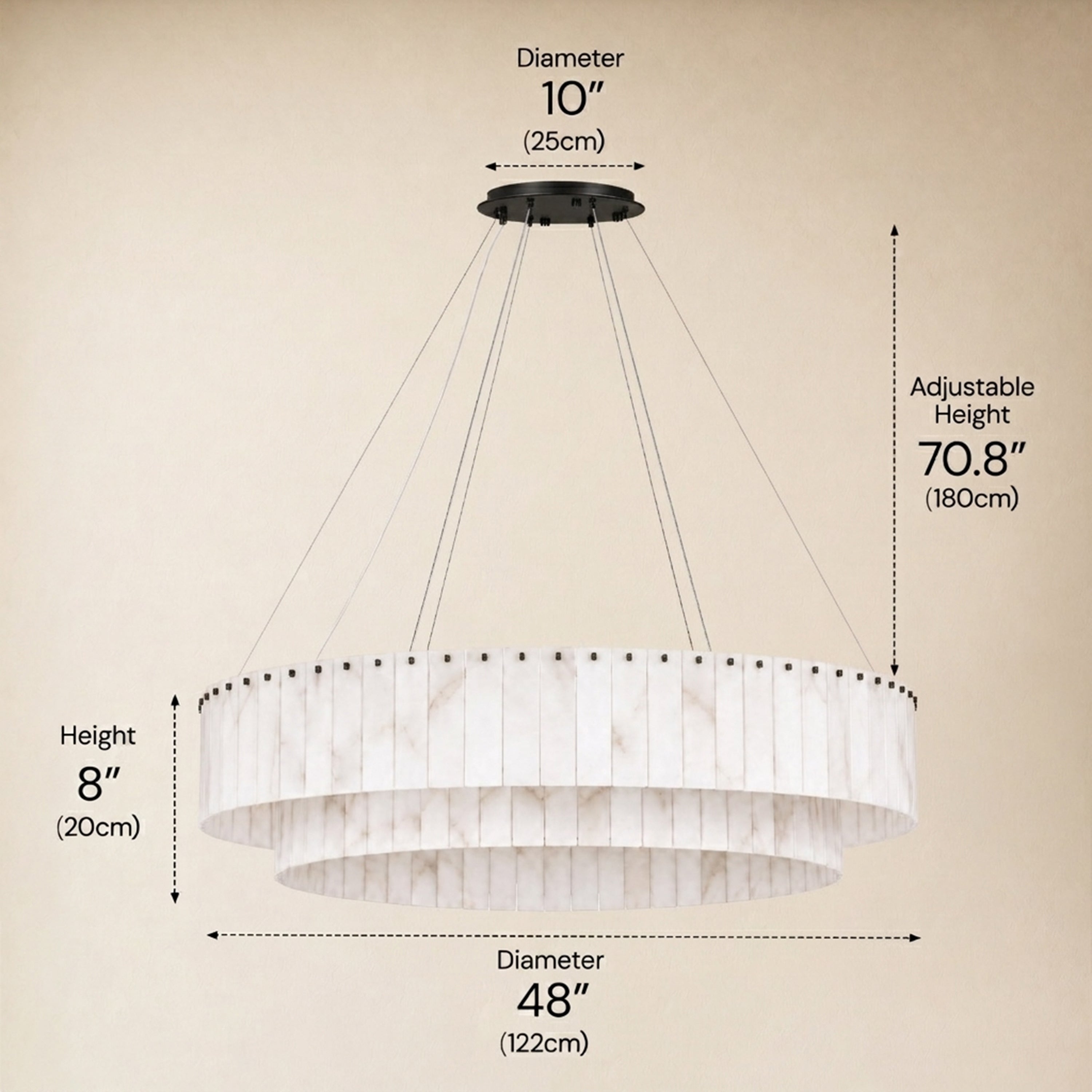 Sawyer Alabaster Custom Round Chandelier 24" 48"D