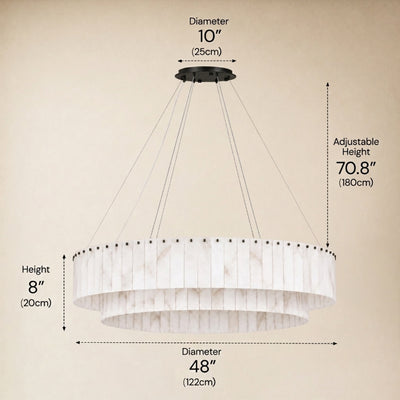 Sawyer Alabaster Custom Round Chandelier 24" 48"D