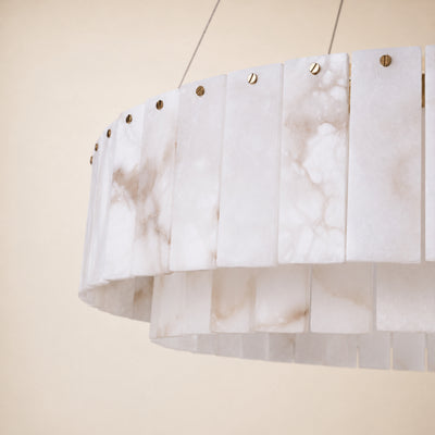 Sawyer Alabaster Custom Round Chandelier 24" 48"D