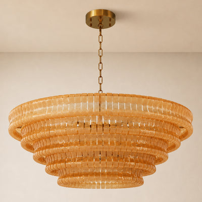 Ondalia Tiered Glass Custom Round Chandelier 48" 60"D