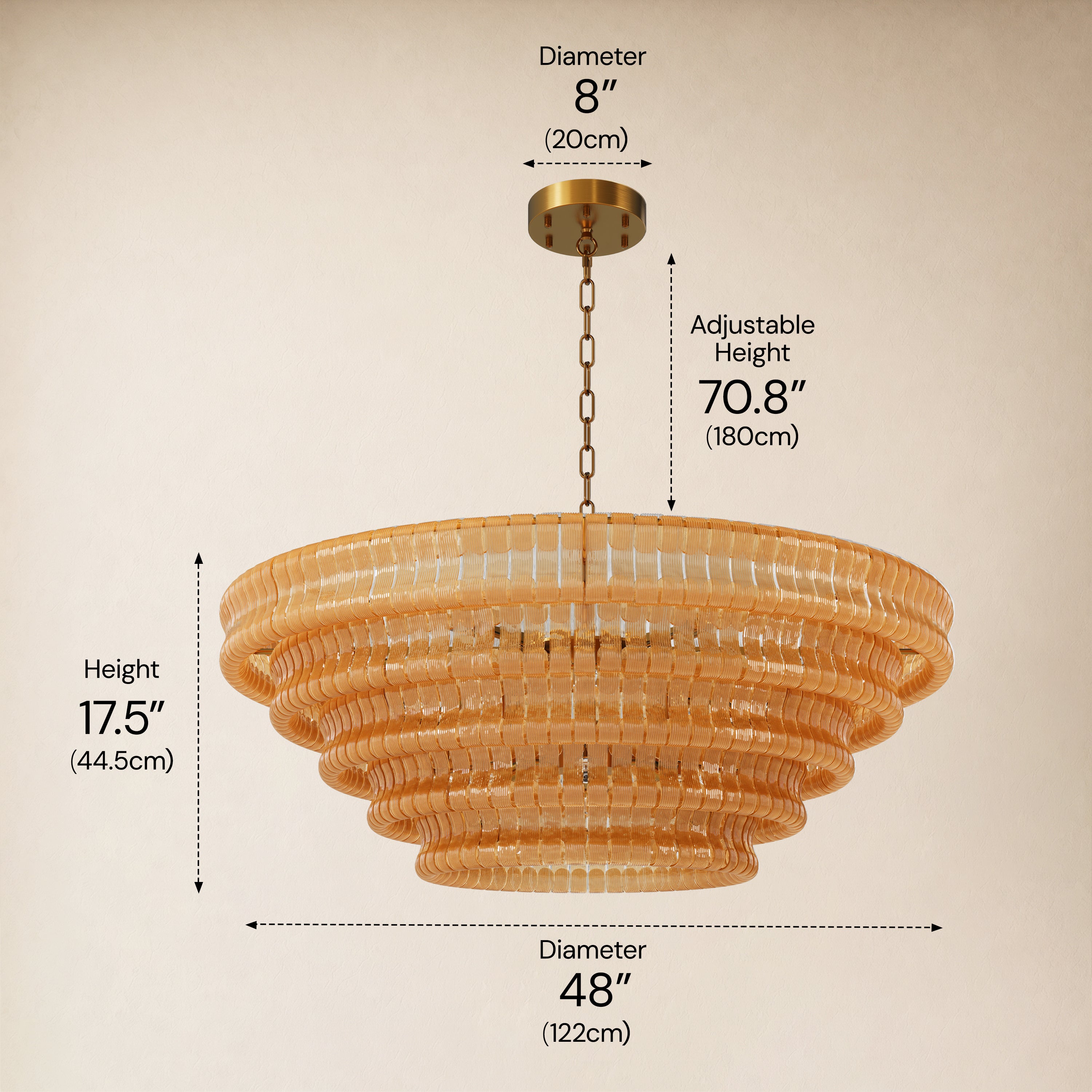 Ondalia Tiered Glass Custom Round Chandelier 48" 60"D