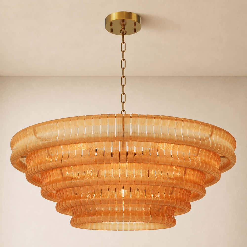 Ondalia Tiered Glass Custom Round Chandelier 48" 60"D