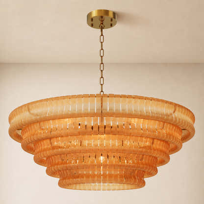 Ondalia Tiered Glass Custom Round Chandelier 48" 60"D