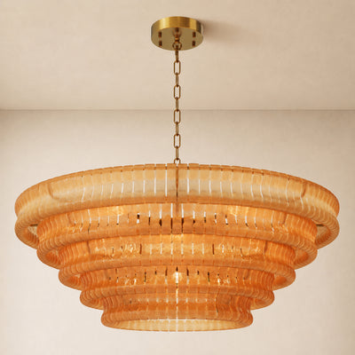 Ondalia Tiered Glass Custom Round Chandelier 48" 60"D