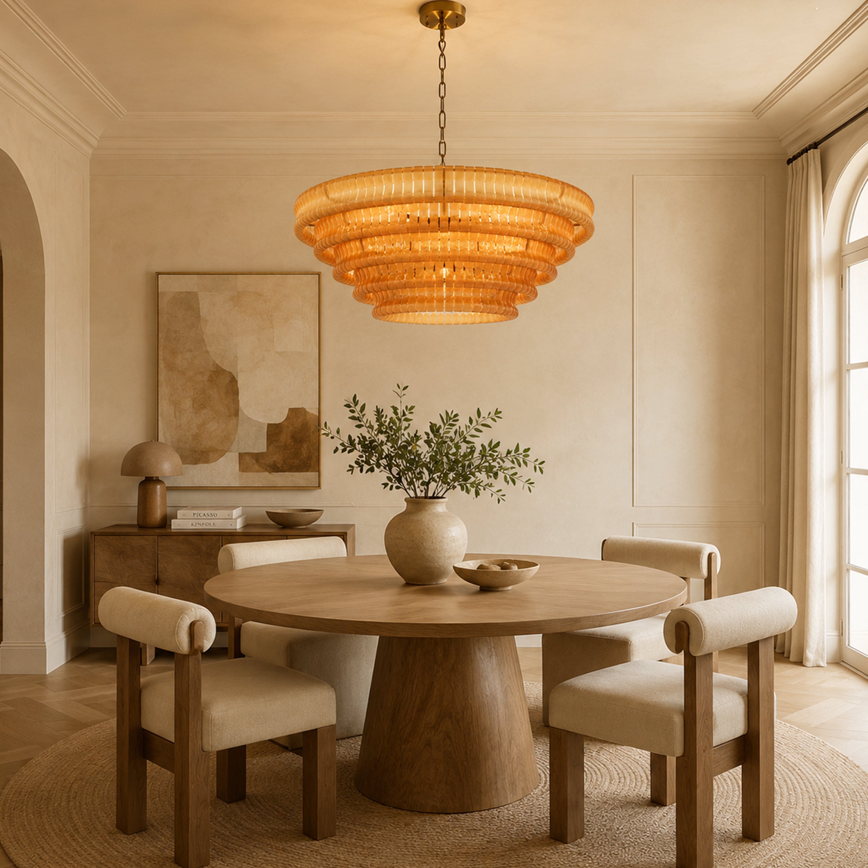 Ondalia Tiered Glass Custom Round Chandelier 48" 60"D